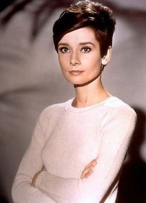 Audrey Hepburn - white sweater jumper - cropped hair.JPG